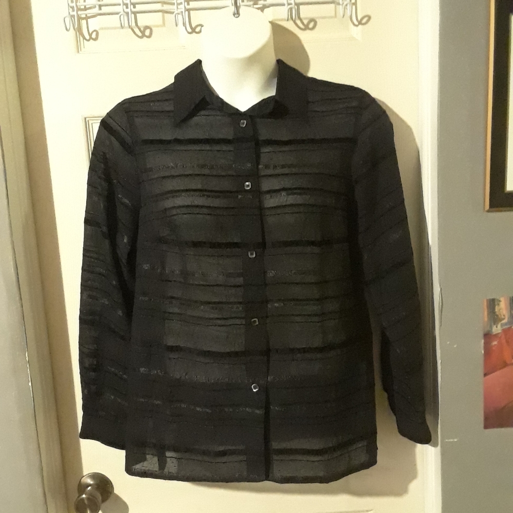 Coldwater Creek Black Button Down Blouse